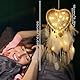 Kikuo Traumfänger Weiß Mädchen, Hollow-Out Heart Dreamcatcher mit Led String Lights, Handgemachte Dream Catchers Feder Wandbehang Dream Catcher für Mädchen Zimmer Deko Hochzeit Handwerk Geschenk