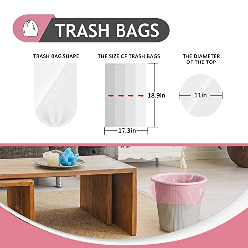 Image of Teivio 3 Gallon 170 Counts Small Trash Bags Garbage Bags, Bathroom Trash Can Bin Liners, Plastic Bags for home office kitchen, Pink