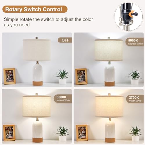 GyroVu Small Table Lamps Set of 2, Bedside Lamp for Bedroom, 21.5" Nightstand Ceramic Desk Lamp for Kids Room, Living Room, Dorm, Reading, Home Office, Bulbs Included by GyroVu - Used condition - Image 4
