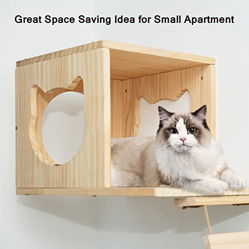 Cat Shelves And Perches For Wall, Cat Wall Shelves, Cat Shelves Perches For Wall, Cat Wall Mounted Cat Furniture Set 5Pcs, Floating Cat Wood Climb Furniture #TOP2