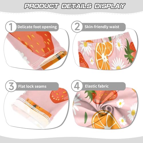 Toddler Girls Leggings Printed Yoga Pants Leggings Strawberry Orange Daisy for Kids3