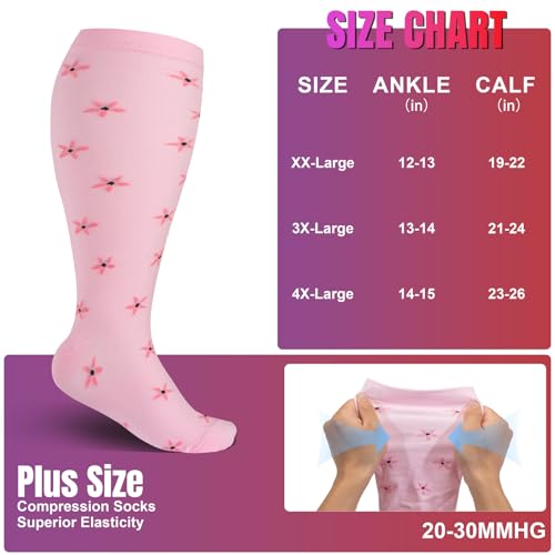 Image of Cerpite Plus Size Compression Socks 20-30 mmHg for Women & Men, Extra Wide Calf Compression Socks, Cushioned Breathable Support for Nurses, Travel, Running & Long Standing