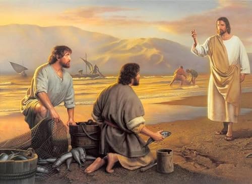 Affiche Dieu et Jésus Berger 50x70cm : impression sur toile chrétienne de qualité sans cadre