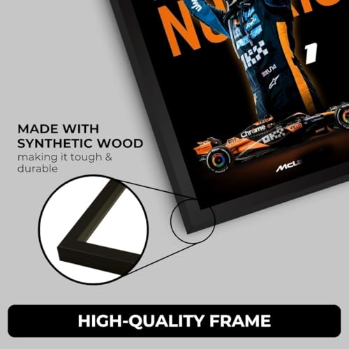 Image of Lando Norris Poster World Champion 2025 | Framed McLaren F1 Car A4 Sized (31 x 23 cm) | Lando Norris F1 Poster | McLaren Car Posters for Wall, Gift for Boys, Formula 1 Frames | Formula 1 Frame (F 167)