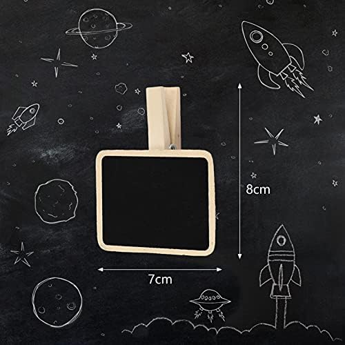 14pcs Mini Blackboard Clips, TAROME Wooden Memo Chalkboard Message Chalk Board with Blackboard Eraser Chalk for Wedding Garden Home Birthday Party Decoration