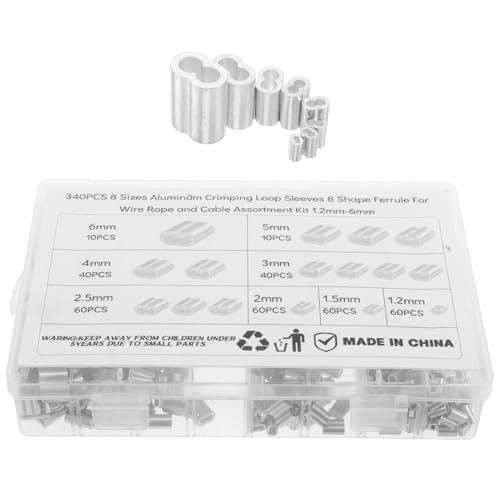 Yardwe Aluminum Double-Hole Wire Rope Crimping Sleeves, Steel Cable Ferrules Oval Hole, Wire Rope Clips Fitting for Heavy-Duty Cable Securing and Industrial Lifting Applications