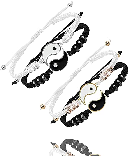 Guanyj 4 Piezas Pulsera, Yin Yang pulsera,Pulseras de Pareja, Pulsera Amistad,Mejor Amigo Pulseras,Pulsera Ajustable,Pulseras San Valentín para Parejas,para Bff Relación de Amistad Novio Novia Regalo Cover
