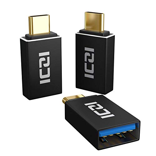 Mini USB C to USB Adapter, ICZI OTG Gold Plated Thunderbolt 3 to USB3.0 Converter for MacBook, Samsung Galaxy S8 S9 and Type C Devices - 3 Pack