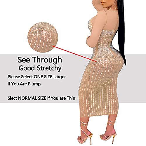 Image of PORRCEY Sexy Elegant Rhinestone Party Club Night Formal Dress for Women