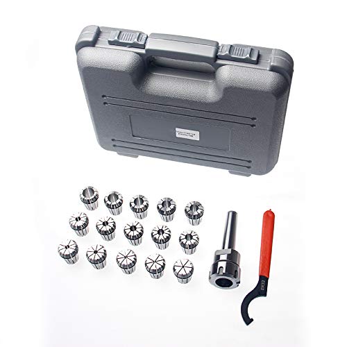 KATSU ER32 MT3 Ressort Collet Set, 15 Pièces 3-20 mm Précision Mandrin à Pince à Ressort Adaptateur d'Extension pour Machine de Gravure CNC et Outil de Tour de Fraisage 11023034