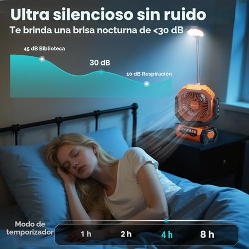 Ventilador USB recargable 20000mAh con control remoto para exterior 6