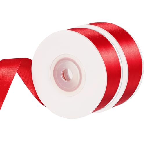 2 Rollen Satinband Rot - 2 cm x 22 m Dekoband fr Geschenkverpackung,...