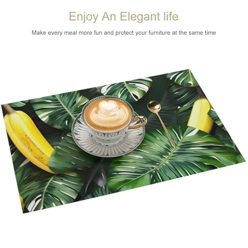 Set de table lavable anti-tache en PVC lot de 6 pièces imprimées palmiers - 4