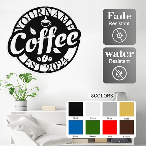 Image of Personalized Coffee Metal Sign, Custom Coffee Bar Signs, Custom Name Signs for Cafe Station, Coffee Wall Art Decor for Kitchen, Cafe Shop Decor, Cafe Lover Gift