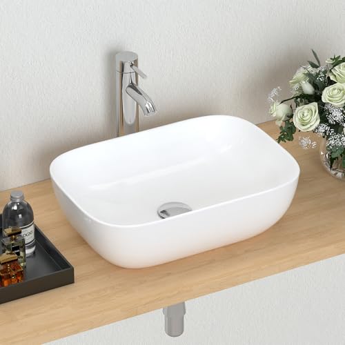 J-FAMILY 18.3'' x 13'' Bathroom Vessel Sink White Porcelain Ceramic