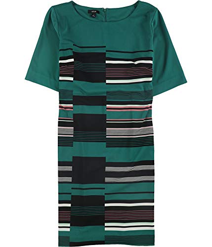 Alfani Womens Printed Sheath Dress, Green, 8