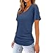 Shirts for Women Casual Short Sleeve V Neck T Shirts Summer Solid Color Work Blouses Fashion Loose Fit Tees Tops Dark Blue