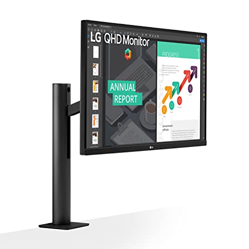 LG Electronics 27QN880-B.AEU 68,58 cm (27 Zoll) QHD Ergo Monitor (AMD Radeon FreeSync, HDR 10, hohe Ergonomie, Flicker Safe), Dunkelanthrazit