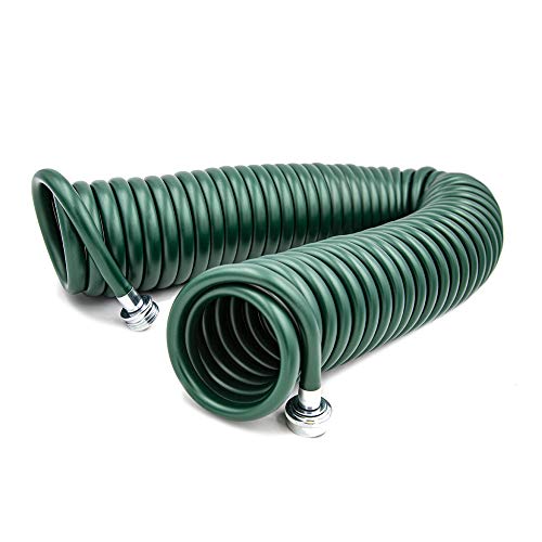 Plastair SpringHose 3/8-Inch x 50-Foot Lightweight Expandable Garden Hose, Non-Toxic & Lead Free Drinking Water Safe, Self-Coiling & Non-Kinking, Green, PUWE650B94H-AMZ Light EVA