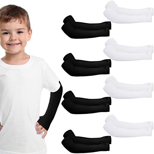 Zhanmai 8 Pairs Kid Arm Sleeve Youth Breathable Elastic Compression Arm Sleeves for Basketball Football Volleyball Boy Girl