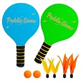 INPODAK Beach Ball Spiel Set,Strandball Schlägerset für Kinder,2 Schläger, 4 Federbälle, 2 Bälle,Paddleball Spielset,Sommer Strand Pool Garten Spiel für Familie und Party