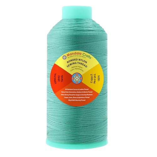 Mandala Crafts Size 46 210D T45 Aquamarine Bonded Nylon Thread, 2843 YDs
