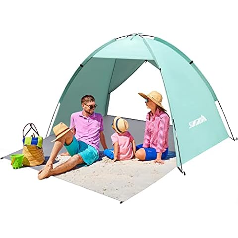 Strandmuschel, 2-3 Personen Familie Zelt UV Schutz 50+ Strandzelt XXL Stabil Windschutz Cover