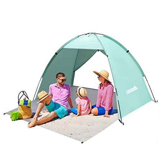 Tente de Plage - 2-3 Personnes Tente Familiale Anti UV 50+ Tente de Plage Coupe-Vent Écurie Circulation d'air Porte D'entrée Allongée Porte Arrière avec Fermeture éclair Portable pour Plage, Jardin