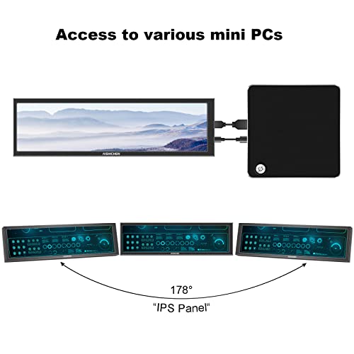 Image of AISHICHEN 8.8 Inch LCD Display, Mini Monitor 1920x480 60Hz IPS Stretched Bar Monitor, PC Sensor Panel, AIDA64 Computer Temperature Secondary Screen with Mini HDMI & Adjustable Brightness