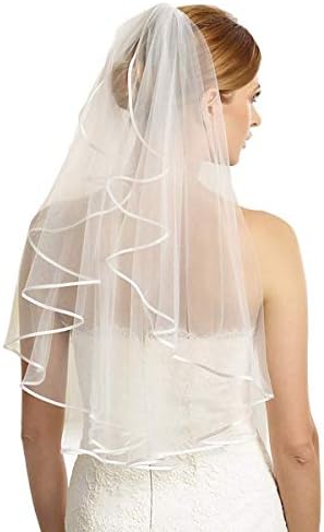 Bridal Veil Women's Short Wedding Veil Bachelorette Party With Comb for Wedding Hen Party (Off White)