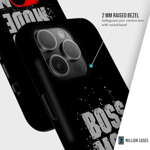 Image of MILLION CASES Back Cover Case for iPhone 15 Pro Scratch Resistant Anti-Slip Polycarbonate Shockproof Protective Durable Boss Mode On Crystal Case for Men & Boys