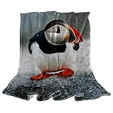 Puffin Bird Flannel Blanket Ultra-Soft Cozy Plush Blanket Throw Blankets Couch Chair Living Room Air Conditioning Cool Blankets 40'x50'