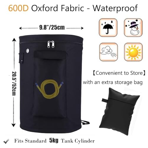 Kovshuiwe Abdeckhaube für Gasflasche,Gasflaschenhülle,Gasflasche Abdeckung, 5KG Gasflaschen-Vollabdeckung,600D Oxford Gewebe Wasserdicht,Winddicht,UV-Beständiges,Heizstrahler Abdeckung