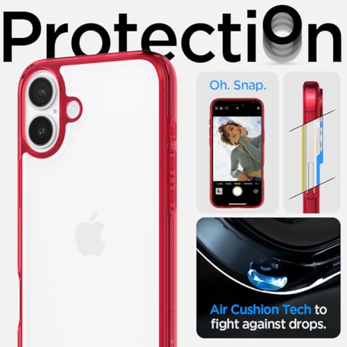 Image of Spigen for iPhone 16 Case, Ultra Hybrid [No Magnet Ring][Anti-Yellowing] - Red Crystal
