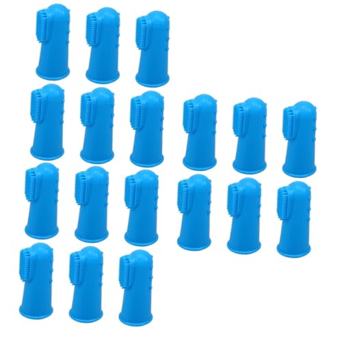 Brosse à dents pour animaux en silicone bleu - Lot de 18 brosses à doigts chiens chats