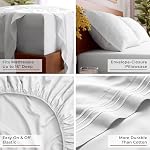 Mellanni Queen Sheets Set - 4 PC Iconic Collection Bedding | Hotel Luxury, Extra Soft, Cooling Bed Sheets - Wrinkle, Fade, Stain Resistant (Queen, White)