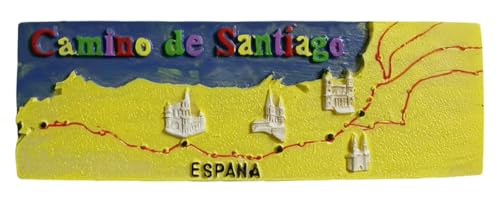 Camino de Santiago España imán para nevera, recuerdo de viaje, decoración de nevera, colección 3D