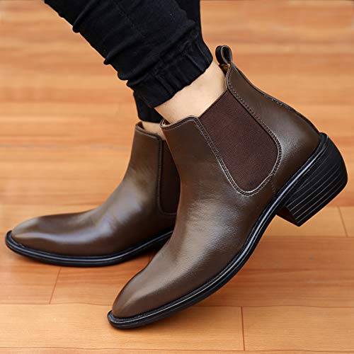 Image of BXXY Men's Height Increasing Elevator Faux Leather Office Wear Chelsea Boot