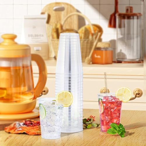 BYSNOW 100 Pack 12 oz Clear Plastic Cups, Disposable Wine Cups for Cocktail Party, Polystyrene Hard Plastic Cup with Higher Heat Resistance(12oz 100count) by BYSNOW - Image 4