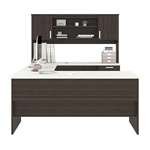 Bestar, Universel Collection, Executive Computer Desk With Pedestal And Hutch #TOP4