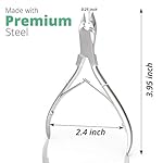 Professional Cuticle Trimmer Nail Cuticle Cutter Stainless Steel Cuticle Nippers with Sharp Blades of Cuticle Remover Clippers Manicure Tools Double Spring for Nail Care Pedicure Nail Tools (Silver) - Image 3