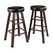 Winsome Wood Marta Assembled Round Counter Stool with PU Leather Cushion Seat, Square Legs, 25.4-Inch, Set of 2