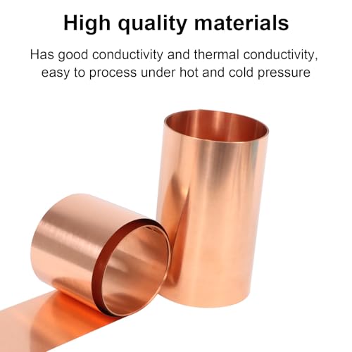 Aomhrek Kupferband Rolle, Premium Kupferblech 99,9% Reines Kupfer, Vielseitiges Kupfertuch für DIY, Handwerk, Elektronik und Industrie, Hochleitfähiges Kupferblech ((0.05mm x 50mm x 1m))