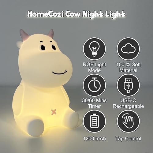 Lámpara de Mesa de Noche HomeCozi Vaca de Silicona Recargable miniatura 3