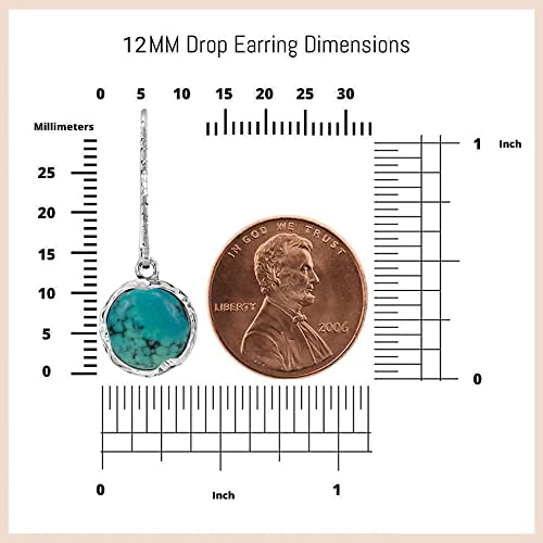 925 Sterling Silver Turquoise Dangle Earrings For Women - December Birthstone Vintage Style Turquoise 12Mm Gemstone Jewelry For Women - Dangling Crystal Turquoise Stone Earrings #TOP6