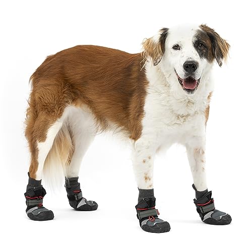 Kurgo Hundeschuhe Blaze Cross - Ganzjahres-Pfotenschutz - wasserfest, reflektierend, rutschfest - inkl. 2 Schuhe - Grau – L