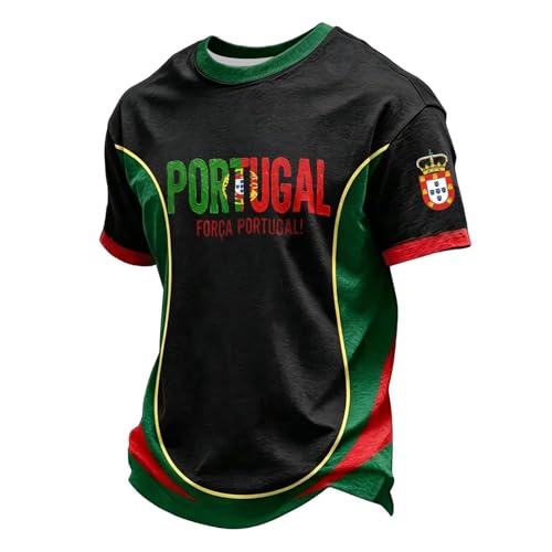 Portugal Maillot, Maillot 2026 T Shirt Graphique Portugal Fan – Manches Courtes Et Col Rond pour Un Style Décontracté