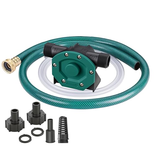 TRUPOW 750GPH Drill Powered Self-Priming Mini Hand Water Transfer Drill Pump Kit with Water Hose & Oil Hose, Filter for Home Water Oil Fluid Transfer