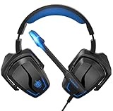 Auriculares PS5 para PS4 Xbox One, Auriculares estéreo para Juegos de computadora con Cable de 3,5 mm, Auriculares YOTMS H6 con micrófono, cómodos, Regalo para niños - Azul