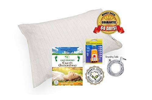 Earthing Grounding Organic Cotton, Silver thread Pillow Case with outlet TESTER. QUEEN size pillows 20